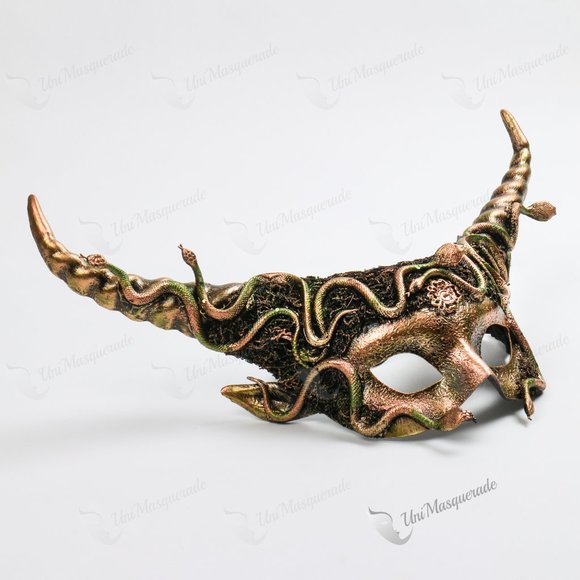 Medusa Devil Long Horn Sexy Masquerade Mask - Picture 2 of 3
